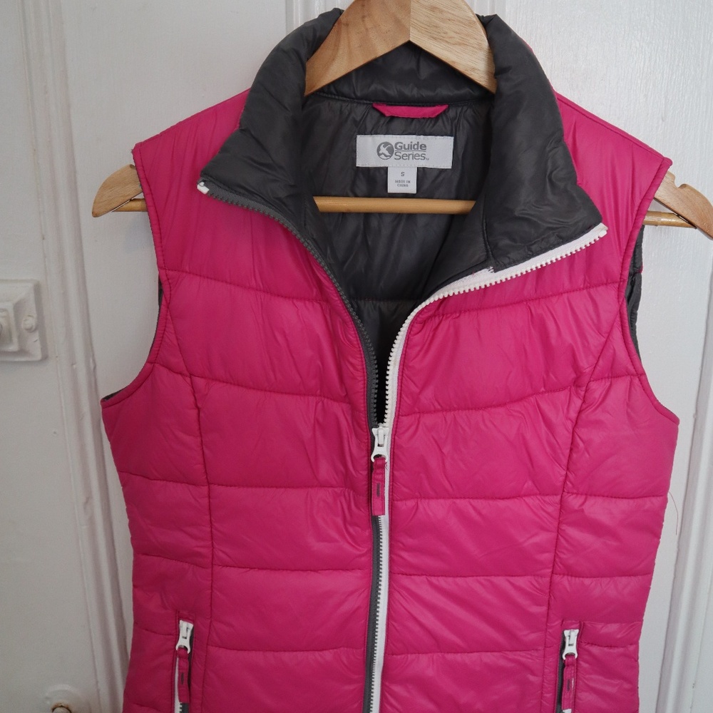 Like-New Puffer Vest | Pink/Wht/Grey | Sz S